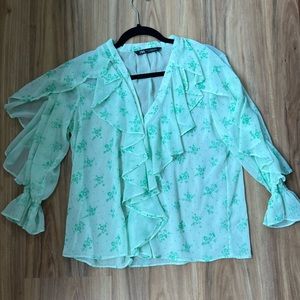 Zara Mint Green Blouse. Size Medium.